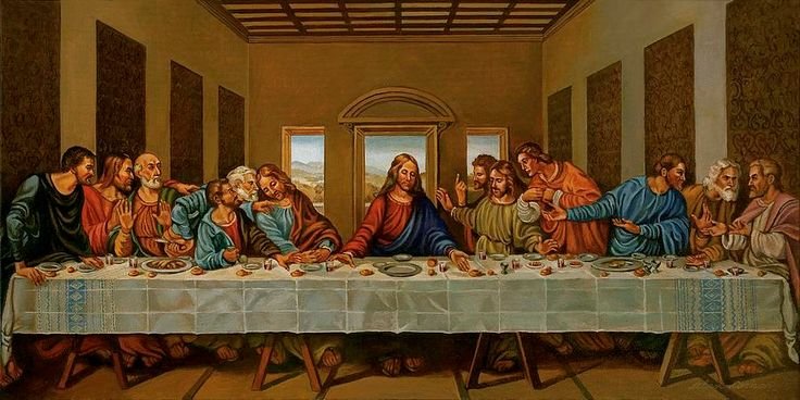 Representação artística da Última Ceia de Jesus com seus discípulos
